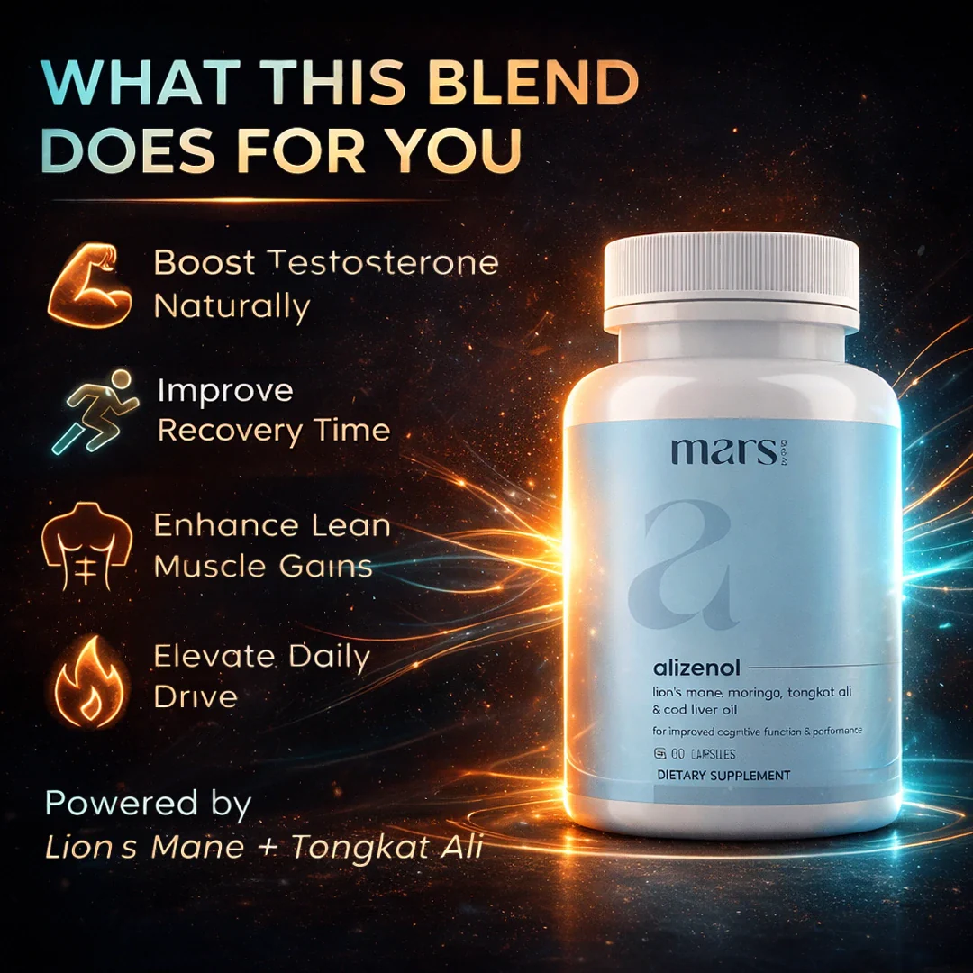 Mars Alizenol Capsules with Lion’s Mane, Tongkat Ali & Cod Liver Oil – Drive, Stamina & Performance Confidence Support (60N) - Image 3
