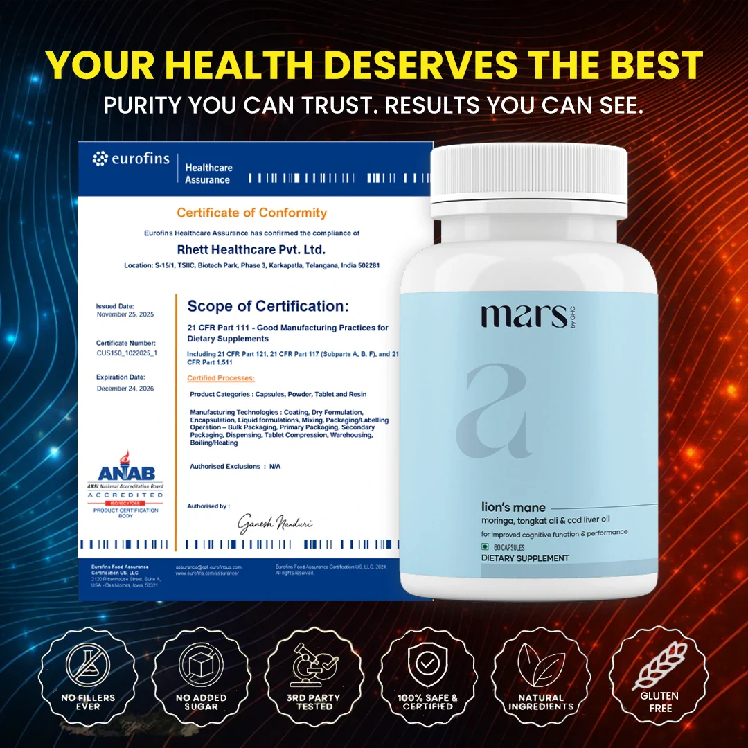 Mars Alizenol Capsules with Lion’s Mane, Tongkat Ali & Cod Liver Oil – Drive, Stamina & Performance Confidence Support (60N) - Image 6