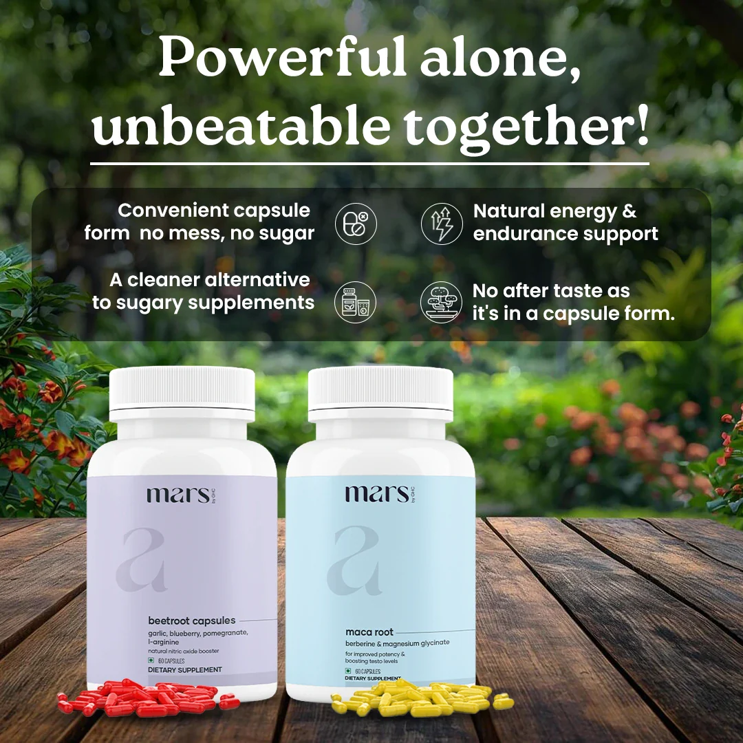 Mars BeetMax Combo : Mars Beetroot Nitric Oxide Booster & Mars Maca Root Capsules - Image 3