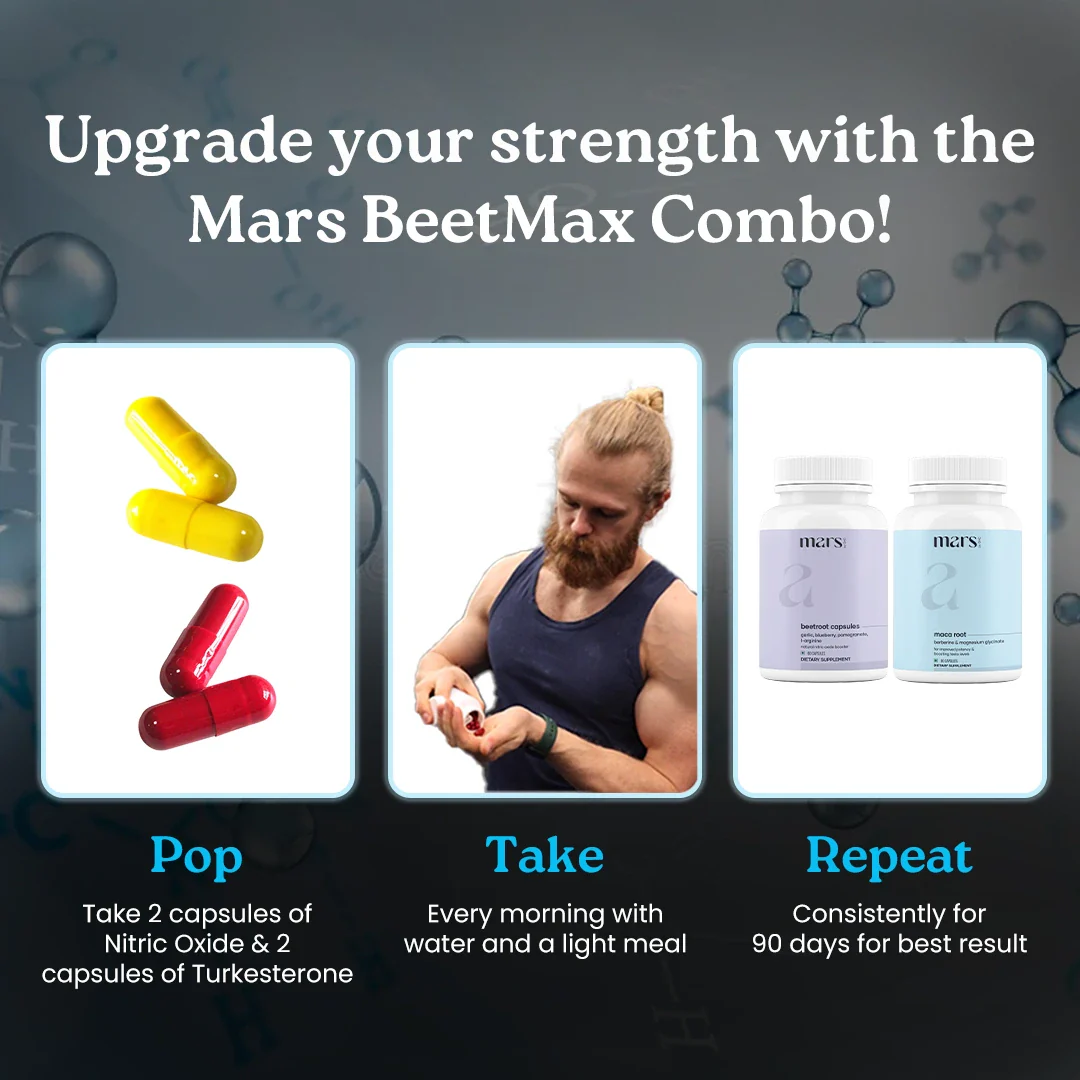 Mars BeetMax Combo : Mars Beetroot Nitric Oxide Booster & Mars Maca Root Capsules - Image 4