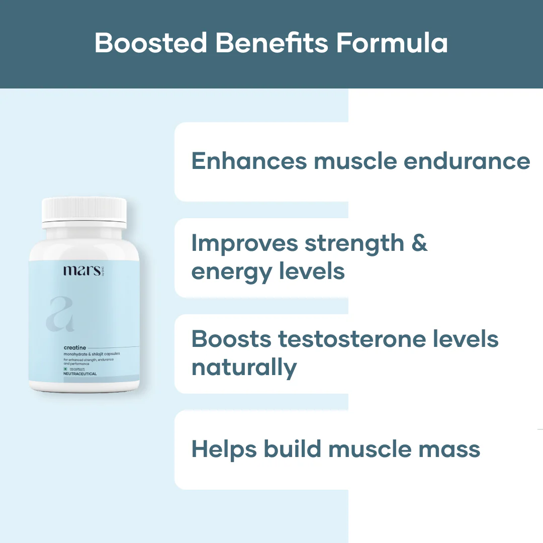 Mars Micronized Creatine Monohydrate Caps: Powered with Shilajit (120 N) - Image 3