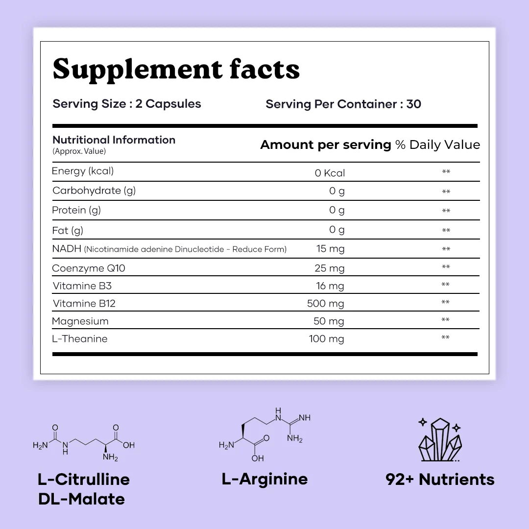 Mars NAD+ Capsules with NADH, CoQ10 & B-Vitamins – Cellular Energy, Brain Health & Longevity Support (60 Capsules) - Image 5