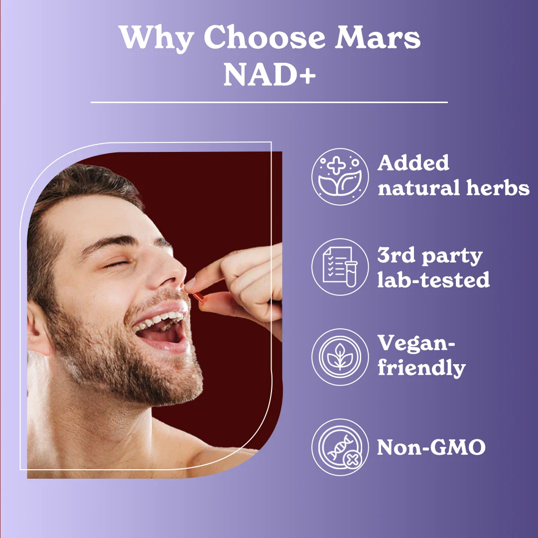 Mars NAD+ Capsules with NADH, CoQ10 & B-Vitamins – Cellular Energy, Brain Health & Longevity Support (60 Capsules) - Image 8