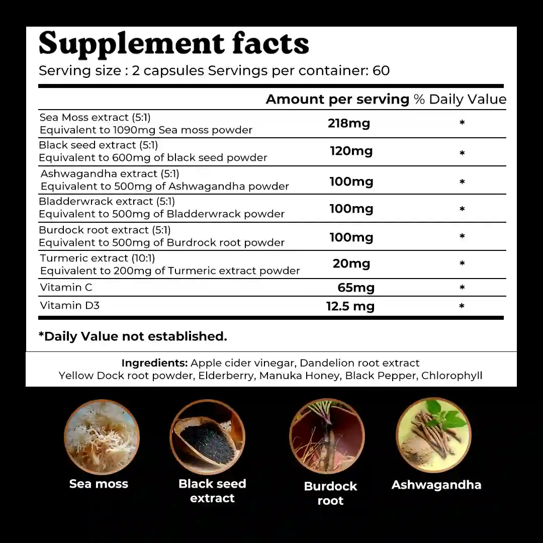 Mars Natural Sea Moss Caps: Powered with Ashwagandha, Black Seed, & Vitamin D3 - Image 4