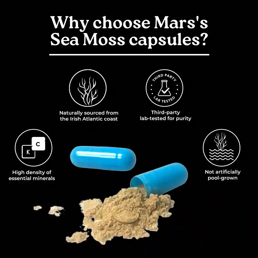 Mars Natural Sea Moss Caps: Powered with Ashwagandha, Black Seed, & Vitamin D3 - Image 6