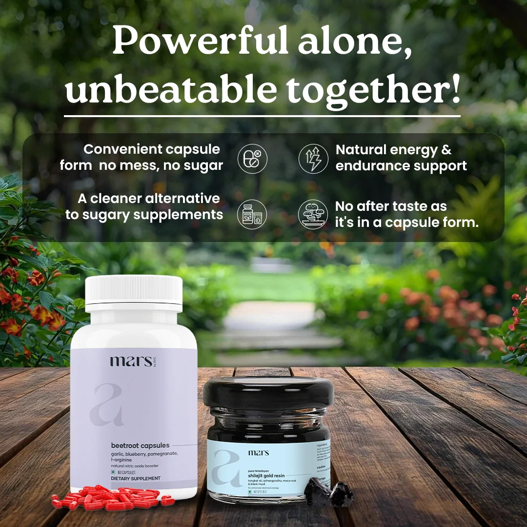 Mars Nitric Gold Combo : Mars Beetroot Nitric Oxide Booster & Mars Pure Himalayan Shilajit Gold Resin - Image 3