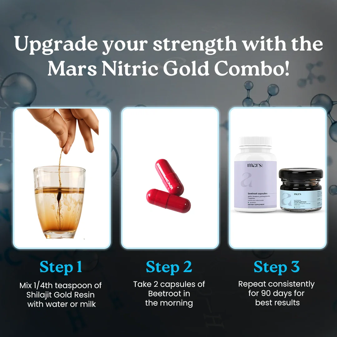 Mars Nitric Gold Combo : Mars Beetroot Nitric Oxide Booster & Mars Pure Himalayan Shilajit Gold Resin - Image 5