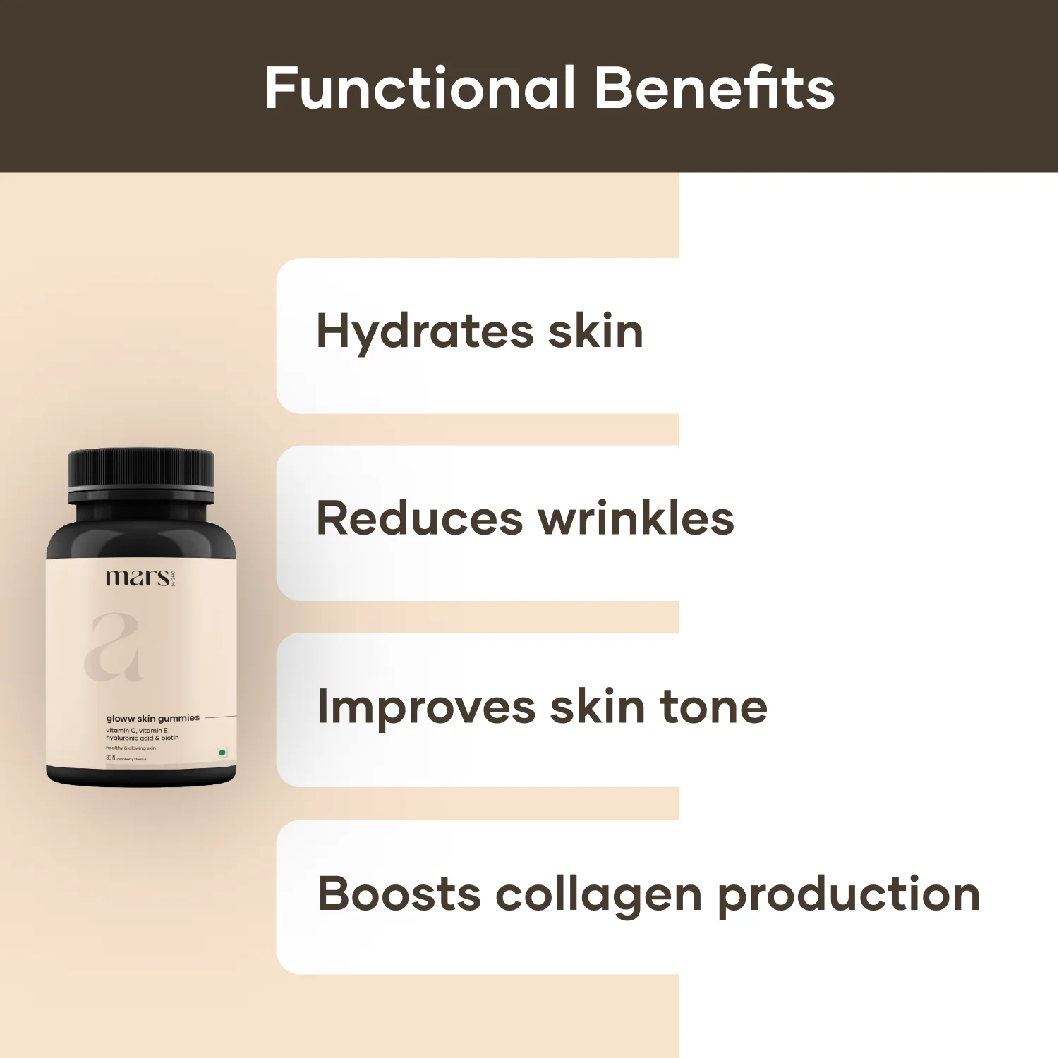 Mars Vitamin C Gloww Gummies: Powered with Hyaluronic Acid - Image 3