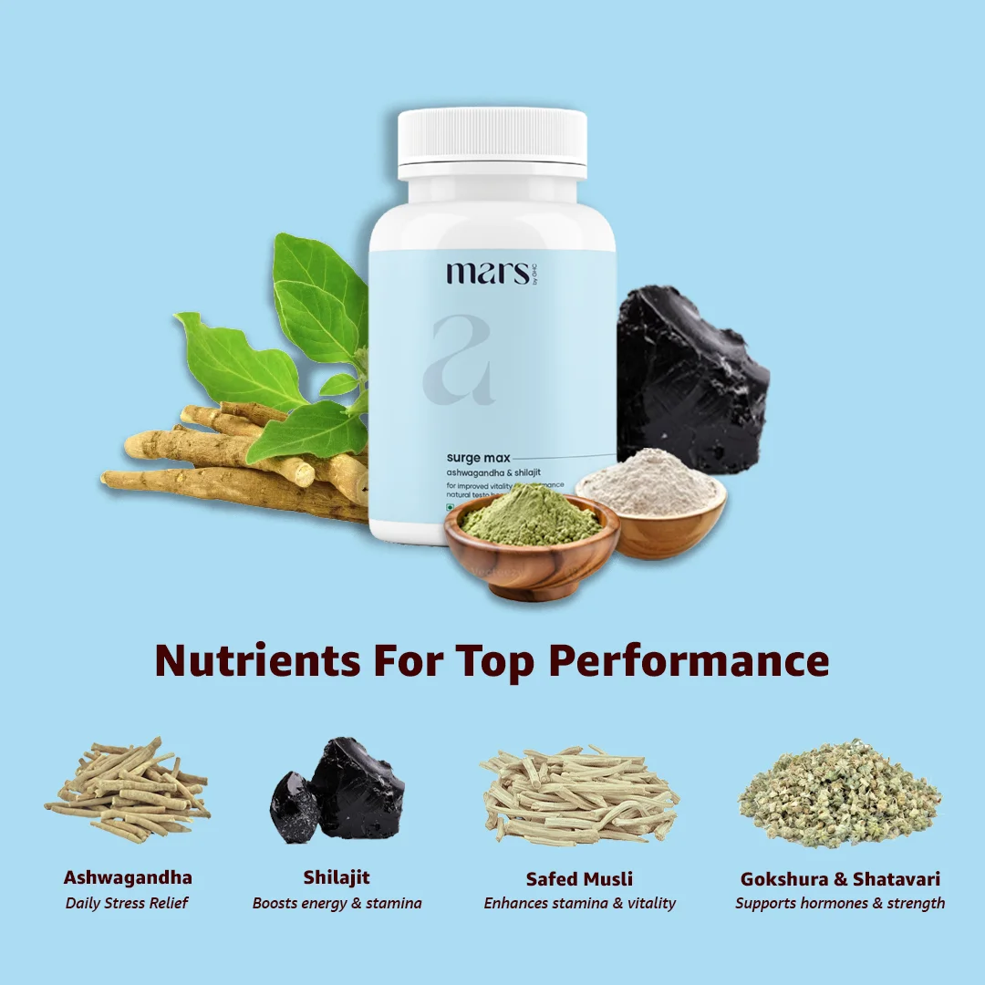 Mars Surge Max: A Natural Testosterone Support With Ashwagandha & Shilajit (60N) - Image 10
