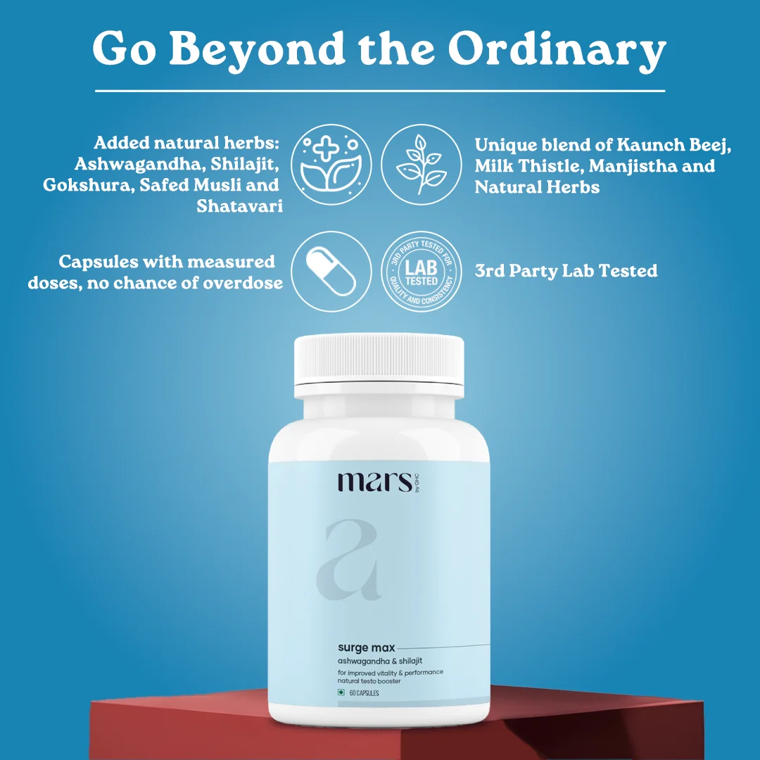 Mars Surge Max: A Natural Testosterone Support With Ashwagandha & Shilajit (60N) - Image 4